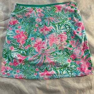 Lilly Pulitzer Maryana Skort in AMALFI BLUE LEAF IT WILD (w/pink & green). Sz M